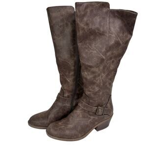 Frye & Co Womens Jaimey Brown Stacked Heel Riding Boots Size 7M